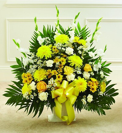 Sympathy Floor Basket in Yellow