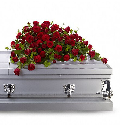 Red Rose Reverence Casket Spray